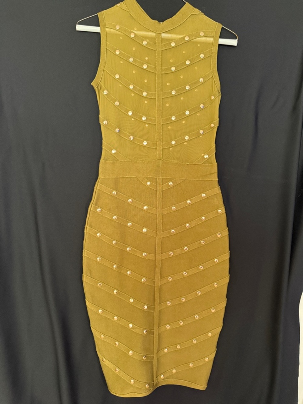 Sleeveless Studded Midi Dress in Mustard